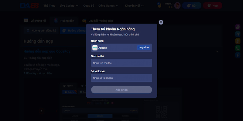 Người chơi có thể nạp tiền DA88 bằng nhiều hình thức khác nhau